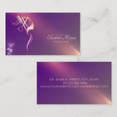 Professional Scissors Girl Silhouette Purple Visitekaartje (Voorkant / Achterkant)
