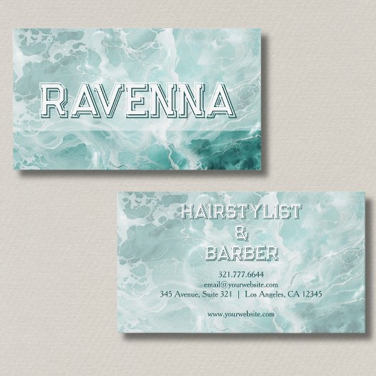 Professional Seafoam Silver White Name Visitekaartje
