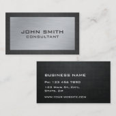 Professional Silver Elegant Modern Metal Black Visitekaartje (Voorkant / Achterkant)