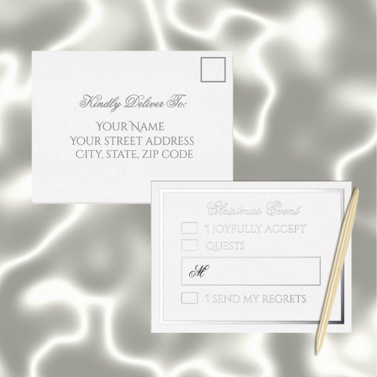 Professional Silver Foil Holiday Response Card Folie Feestdagen Briefkaart