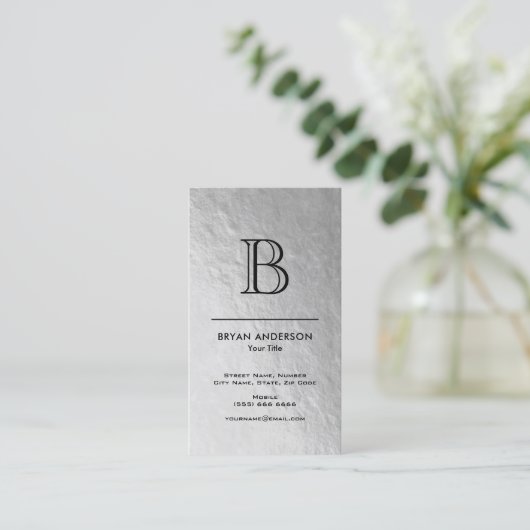 Professional Silver Foil Monogram Visitekaartje (Staand voorkant)