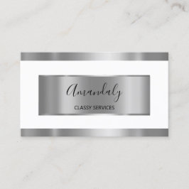 Professional Silver Grey Framed Elegant White Visitekaartje