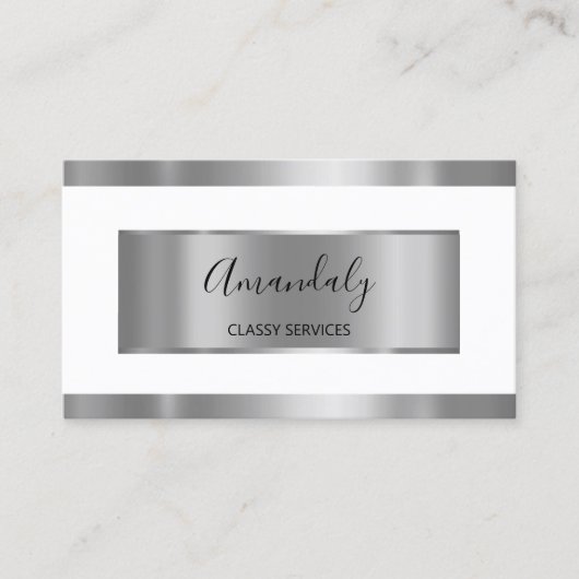 Professional Silver Grey Framed Elegant White Visitekaartje (Voorkant)
