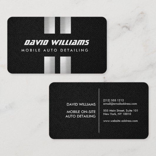 Professional Silver Grey Stripe Elegant Automative Visitekaartje (Voorkant / Achterkant)