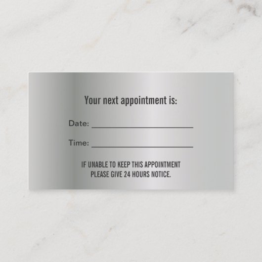 Professional Silver Metal Dental Benoeming Afsprakenkaartje (Achterkant)