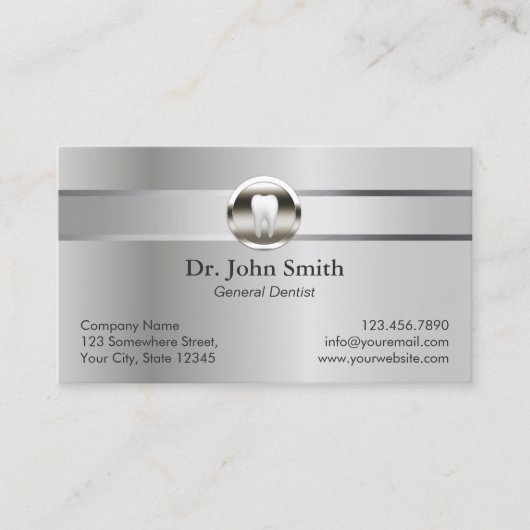 Professional Silver Metal Dental Benoeming Afsprakenkaartje (Voorkant)