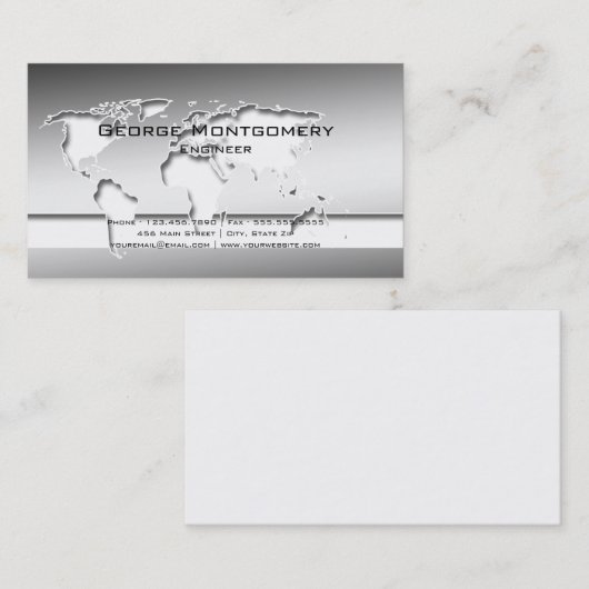 Professional Silver-Wereldkaart Visitekaartje (Voorkant / Achterkant)