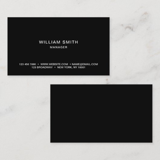 Professional Simple and Minimalist Black Visitekaartje (Voorkant / Achterkant)