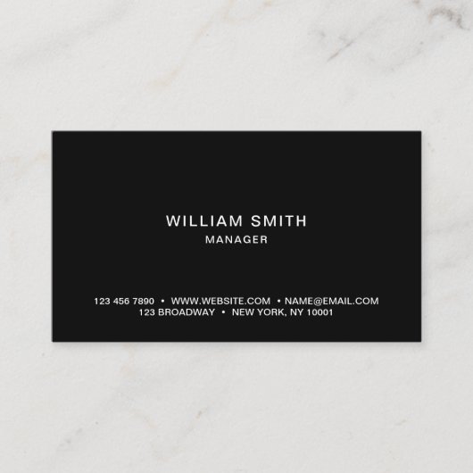 Professional Simple and Minimalist Black Visitekaartje (Voorkant)