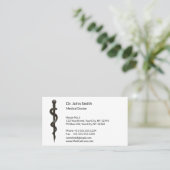 Professional Simple Asclepius Black Medical White Afsprakenkaartje (Staand voorkant)