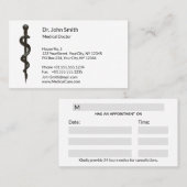 Professional Simple Asclepius Black Medical White Afsprakenkaartje (Voorkant / Achterkant)