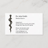 Professional Simple Asclepius Black Medical White Afsprakenkaartje (Voorkant)