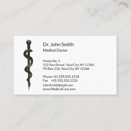 Professional Simple Asclepius Black Medical White Afsprakenkaartje
