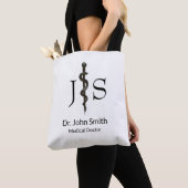 Professional Simple Asclepius Black Medical White Tote Bag (Dichtbij)