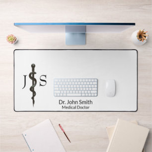 Professional Simple Asclepius Black White Medical Bureaumat
