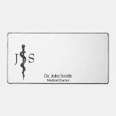 Professional Simple Asclepius Black White Medical Bureaumat (Voorkant)