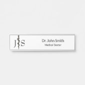 Professional Simple Asclepius Black White Medical Deurbordje (Voorkant)