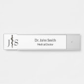 Professional Simple Asclepius Black White Medical Deurbordje (Voorkant)