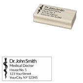 Professional Simple Asclepius Medical Black White Rubberstempel (Gestempeld)