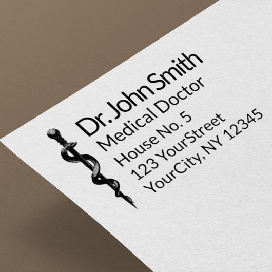 Professional Simple Asclepius Medical Black White Rubberstempel
