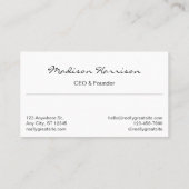 Professional Simple Black Business Monogram Visitekaartje (Achterkant)