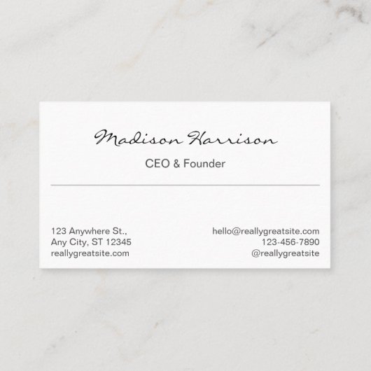 Professional Simple Black Business Monogram Visitekaartje (Achterkant)