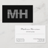 Professional Simple Black Business Monogram Visitekaartje (Voorkant / Achterkant)