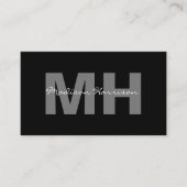Professional Simple Black Business Monogram Visitekaartje (Voorkant)