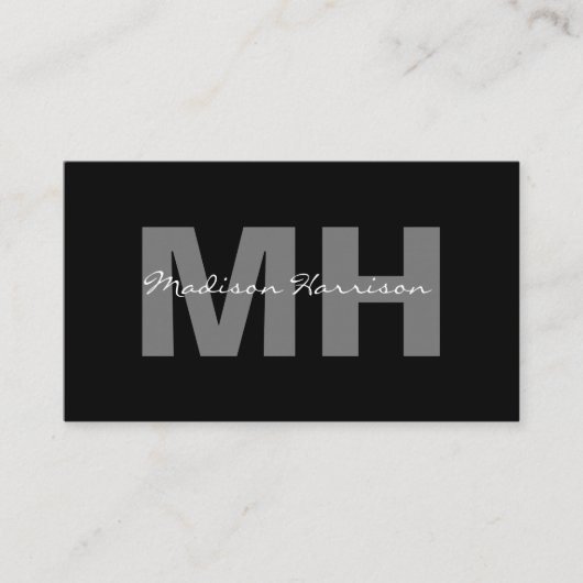 Professional Simple Black Business Monogram Visitekaartje (Voorkant)