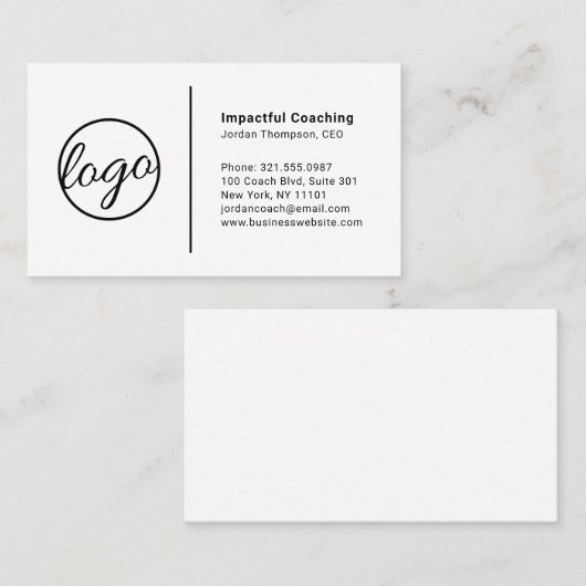 Professional Simple Black en White Logo Visitekaartje (Voorkant / Achterkant)