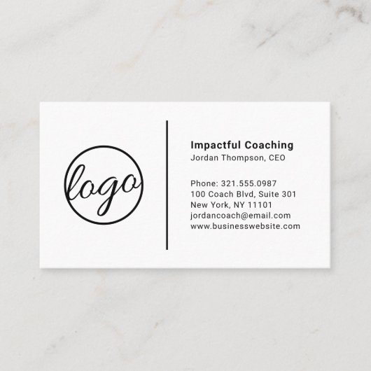 Professional Simple Black en White Logo Visitekaartje (Voorkant)