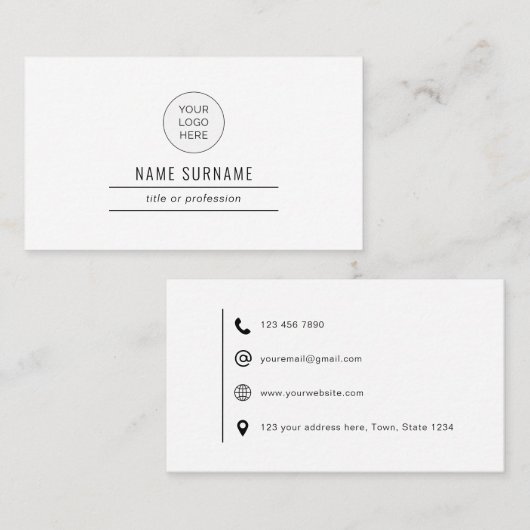 Professional Simple Black en White Visitekaartje (Voorkant / Achterkant)