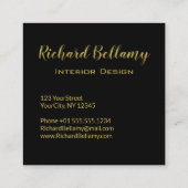 Professional Simple Black Ombre Gold Monogram Vierkante Visitekaartje (Achterkant)
