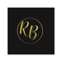 Professional Simple Black Ombre Gold Monogram