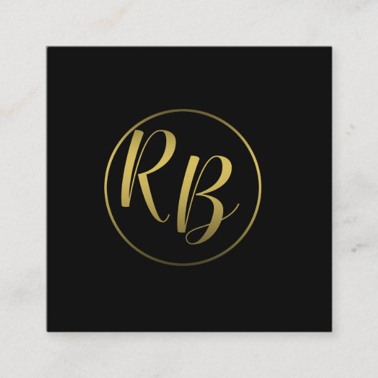 Professional Simple Black Ombre Gold Monogram Vierkante Visitekaartje (Voorkant)