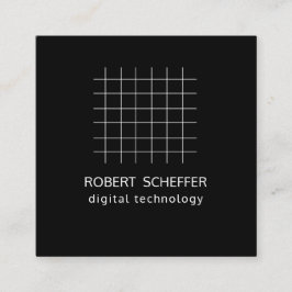 Professional Simple Black Open Graphruimte Grid Vierkante Visitekaartje