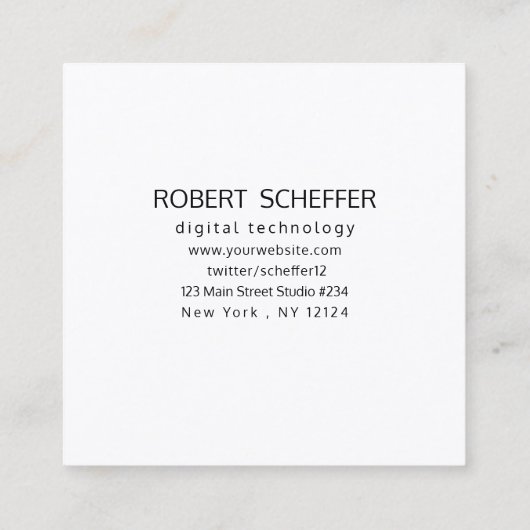 Professional Simple Black Open Graphruimte Grid Vierkante Visitekaartje (Achterkant)