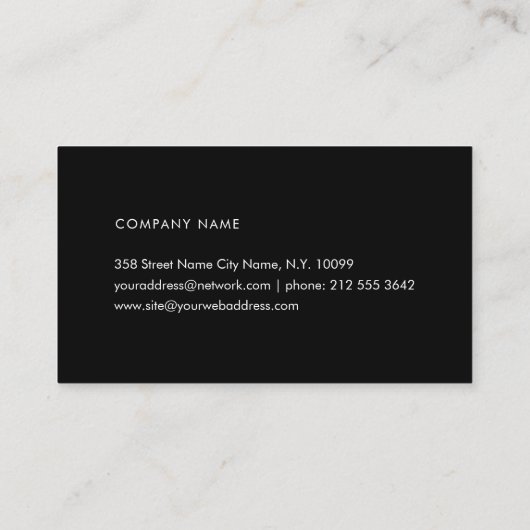 Professional Simple Black Visitekaartje (Achterkant)