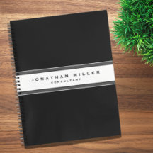 Professional Simple Black & White Grey Stripe