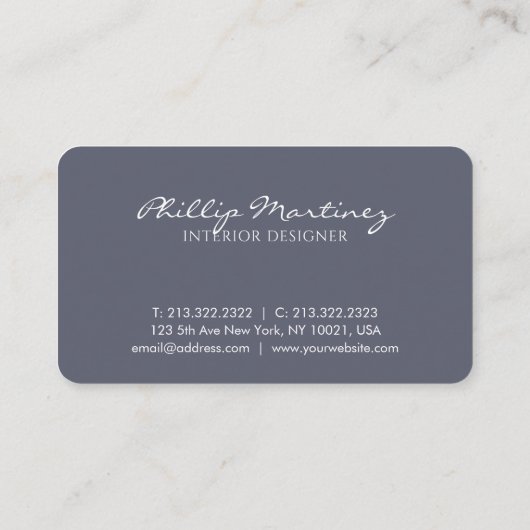 Professional Simple Blauwgroen White Visitekaartje (Achterkant)