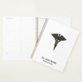 Professional Simple Caduceus Black White Medical Planner