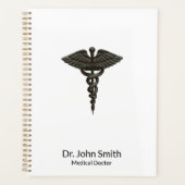 Professional Simple Caduceus Black White Medical Planner (Voorkant)