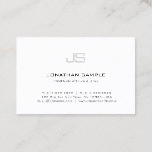 Professional Simple Chic Monogram Plain Luxe Visitekaartje (Achterkant)
