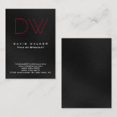 Professional Simple Chic Monogram Red Grey Visitekaartje (Voorkant / Achterkant)