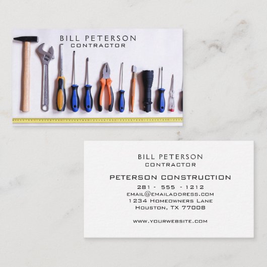 Professional Simple Construction Contractors Visitekaartje (Voorkant / Achterkant)
