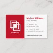 Professional Simple Corporate Red Grey Business C Visitekaartje (Voorkant)