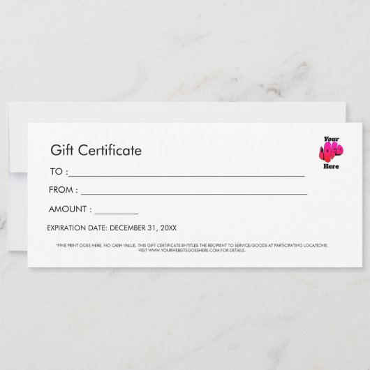 Professional Simple Custom Logo Gift Certificate Kaart (Voorkant)