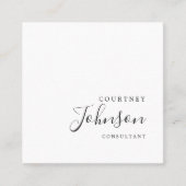 Professional Simple Elegant Black White Consultant Vierkante Visitekaartje (Voorkant)