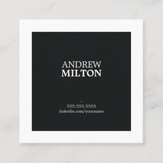 Professional Simple Elegant Black White Consultant Vierkante Visitekaartje (Voorkant)
