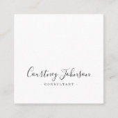 Professional Simple Elegant Black White Consultant Vierkante Visitekaartje (Voorkant)